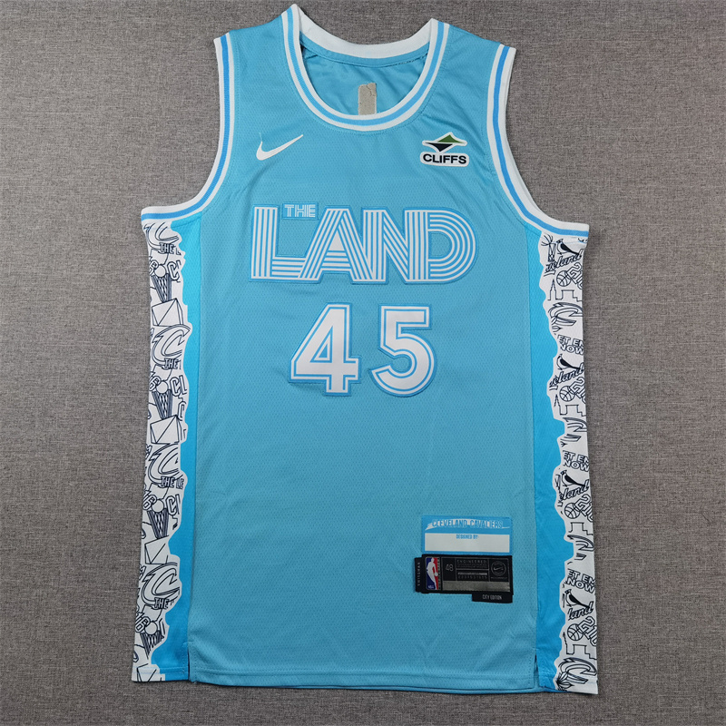 Men Cleveland Cavaliers #45 Donovan Mitchell Light Blue Nike 2025 NBA Jersey
